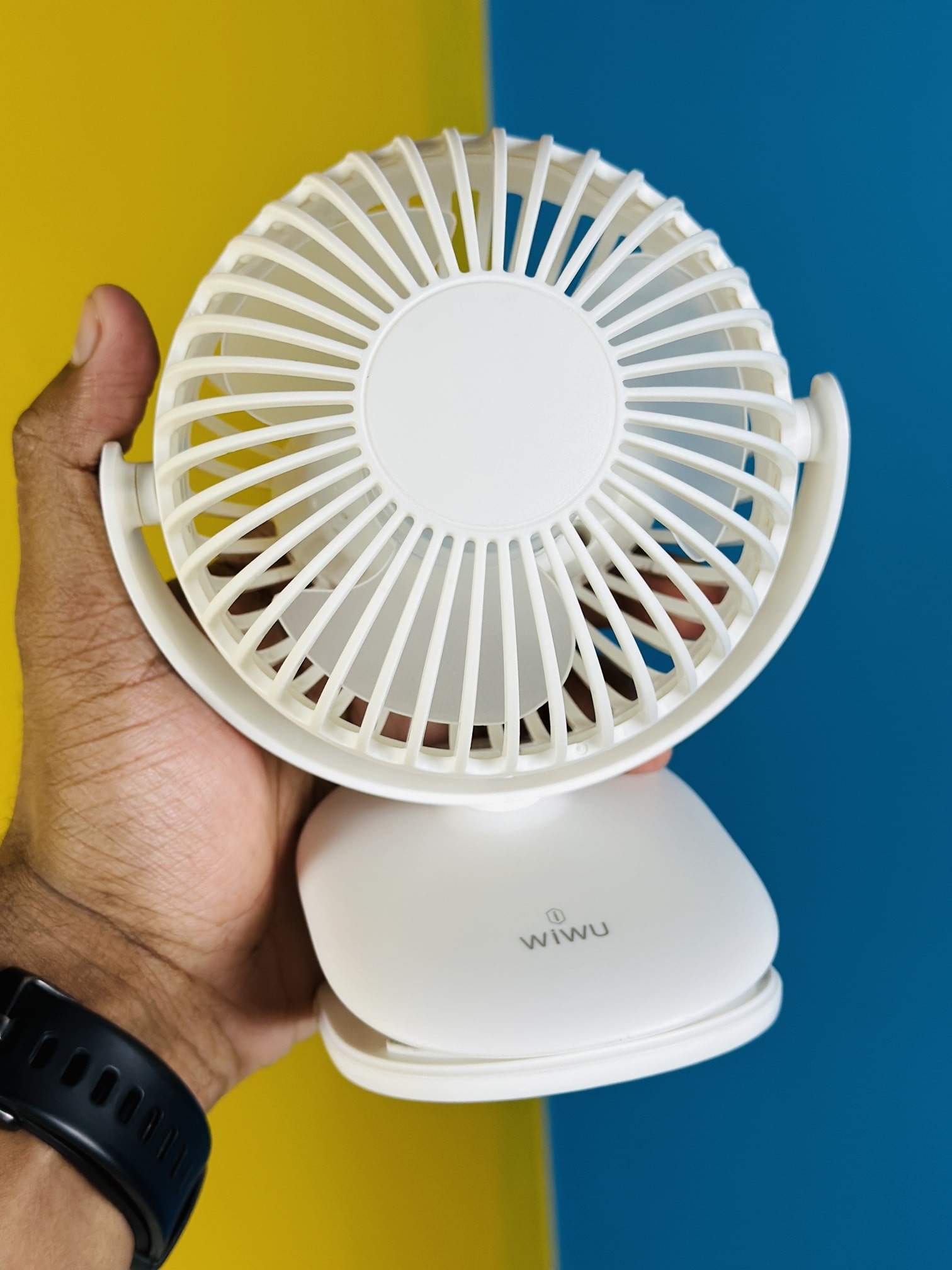 NEW!! Mini Clip Fan 360 Degree Rotation Rechargeable Fan (WiWu FS03)- White Color