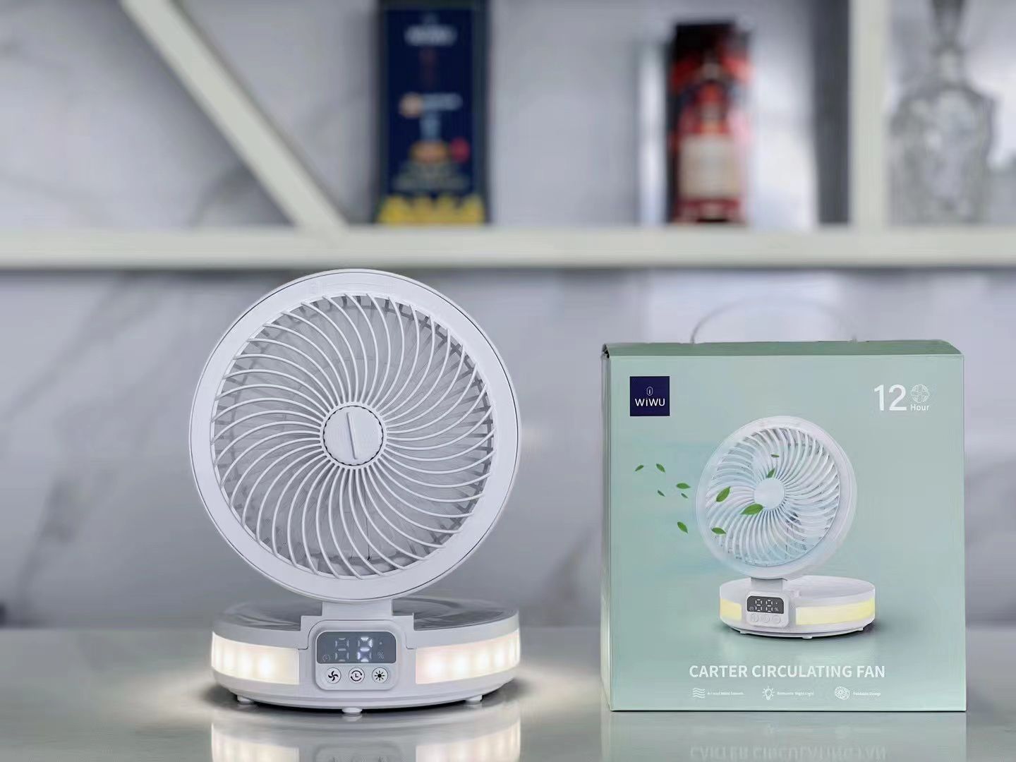 Rechargeable Fan WiWu FS05 Rechargeable Fan (4000mAh Battery, LED Display Controll Panel)- White Color